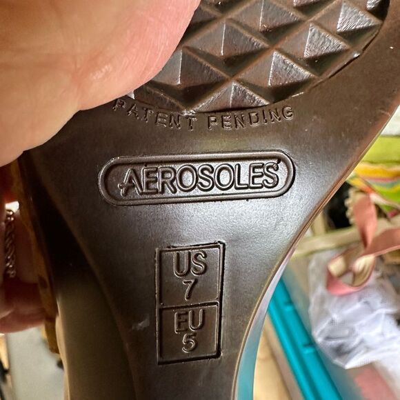 Aerosoles Women's Yellow Peep-Toe Sandal Heels - Picture 5 of 5